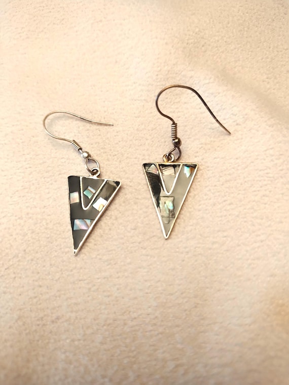 Alpaca Abalone Dangle Earrings - image 3
