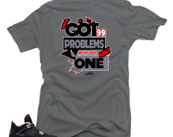 SNELOS Match Jordan Retro 4 Bred Sneakers-99 Problems Grey