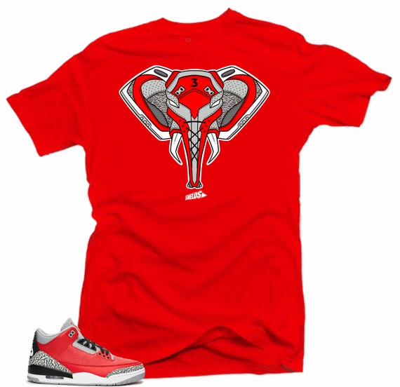 Jordan Retro 3 red Cement All Star 2020 Snelos Elephant Red Etsy Israel