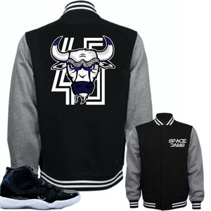 Jacket  to match Air Jordan 11 Space Jam Shoes &quot;Bull 45&quot; Black Jacket