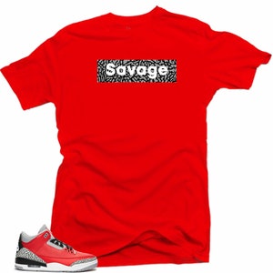 Jordan Retro 3 &quot;Red Cement&quot; All Star 2020 Match Tees - Savage Red