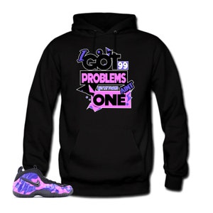 Match Hoodie Foamposite Purple Pro.99 Problems Black