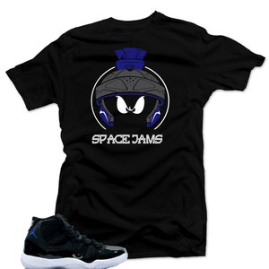 T shirt to match Air Jordan 11 Space Jam Shoes &quot;Marvin XI&quot; Black Tee