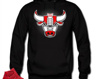 Sudadera con capucha para que coincida con Air Jordan 11 Win como 96 Bull 11 Black Hoodie
