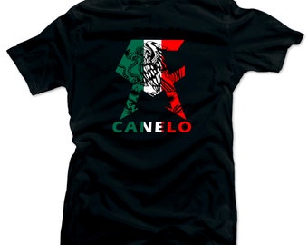Saúl el Canelo Equipo Canelo Camiseta Va mens Boxeo-Canelo Bandera Negro