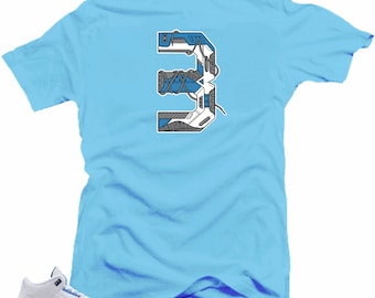 Jordan Retro 3 UNC Cement Sneakers-Snelos 3 Match Shirts