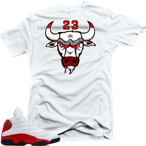 T  Shirt to Match Air Jordan 13 Chicago&quot;Bull 13&quot; White Tee