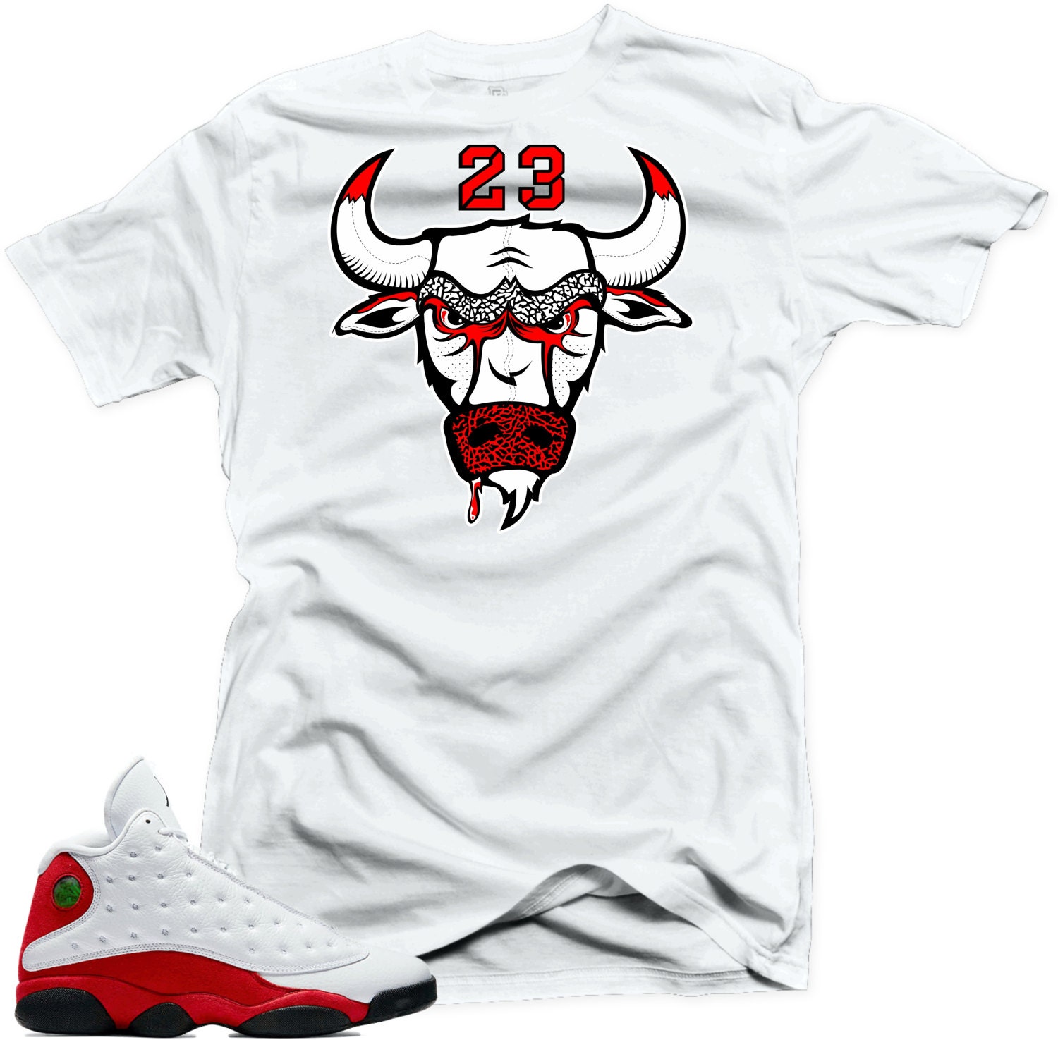 Graphic T Shirt to Match Retro Air Jordan 13 Bred Shoe – Vegas Big