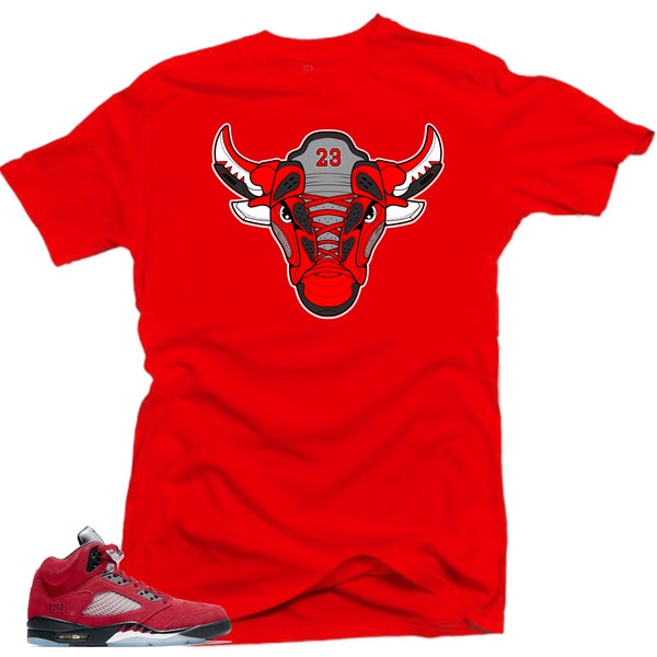 Jordan 5 Raging Bull Match Tees -Snelos Bull  Sneaker Tees