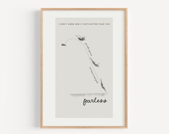 You take my hand and drag me head first Fearless art print download, digital Swiftie wall art, Taylor printable poster, Fearless album art