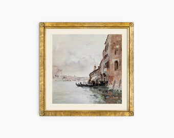 Vintage Venice painting | digital download | Italy watercolor painting, printable art, antique art, large wall art, Italian wall art