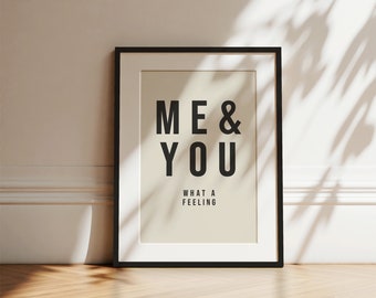 Me & you sign print download | paper anniversary gift, minimalist typography art, home decor, wall decor, wall art digital download