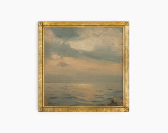 Vintage seascape painting | digital download | sea oil painting, printable art, abstract antique art, ocean decor, large wall art