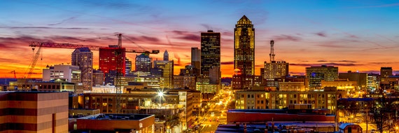 Des Moines Skyline Des Moines print Des Moines art Dinosaur print Des Moines Iowa Des Moines poster Dinosaur art Dinosaur poster
