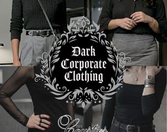 The Dark Corporate Curated Clothing Collection // vintage outfit style mystery box bundle gift thrift gothic goth dark black office classy