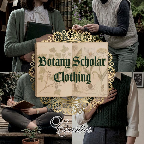 The Botany Scholar Curated Clothing Collection // green academia thrift outfit vintage aesthetic academic gift for her mystery box bundle