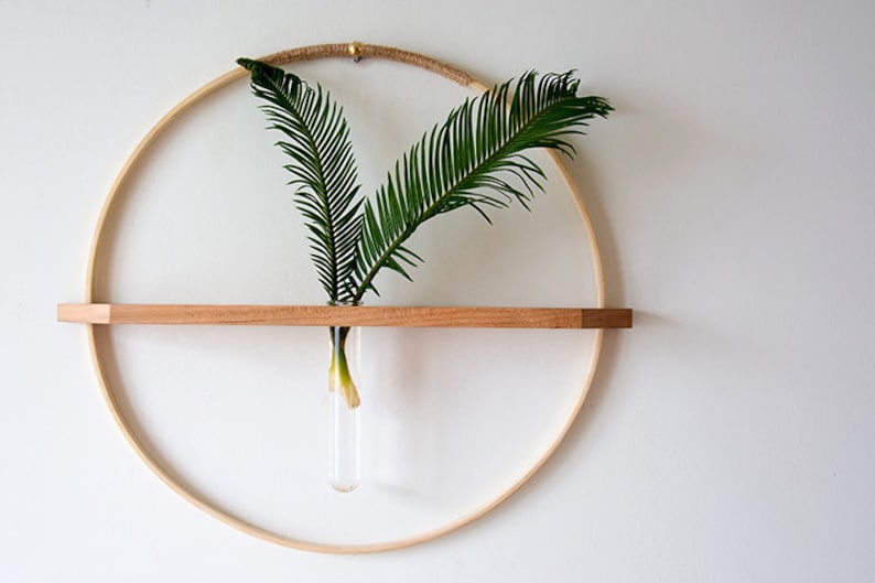 Bamboo/Wood wall hanging propagation vase image 5