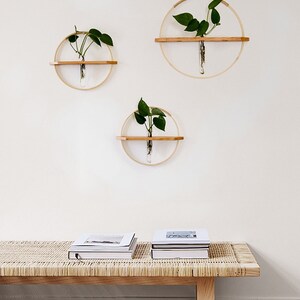 Bamboo/Wood wall hanging propagation vase image 3