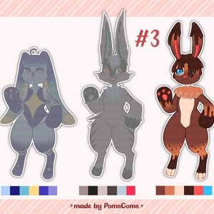 Bunny Adoptables | 3 Bunny Rabbit Fursona Anthro Adoptables | Set #2