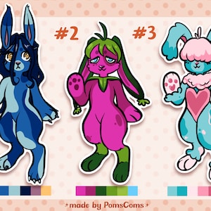 Bunny Adoptables | 3 Bunny Rabbit Fursona Anthro Adoptables | Set #3