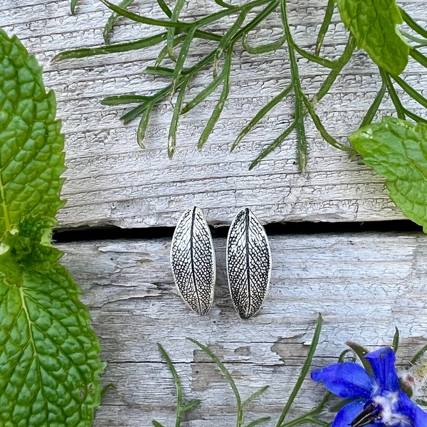 Sage leaf earrings