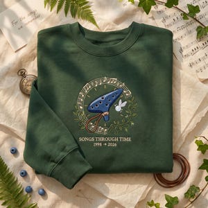 Ocarina of Time broderad skjorta, Zelda nostalgisk tröja, retro gamerhuvtröja, Nintendo-tröja, present med namn