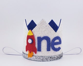 boy rocket birthday crown, space birthday, outer space birthday, 3 2 1 blast off, cosmic birthday, first trip around the sun, rocket ship