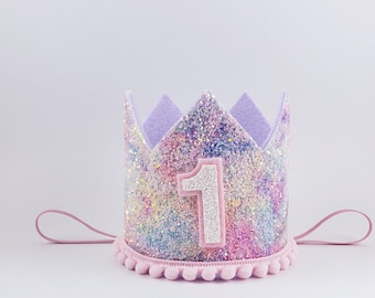 first birthday hat, pastel rainbow, first birthday outfit girl, 1st birthday girl, 1st birthday party hat, rainbow birthday party hat, 1st