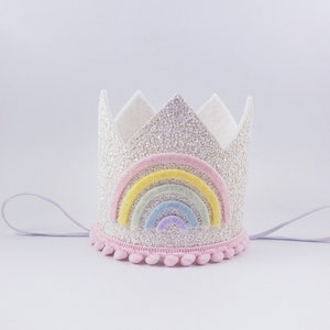 pastel rainbow birthday crown, pastel rainbow birthday, pastel rainbow party, rainbow birthday, 1st birthday crown, rainbow birthday crown