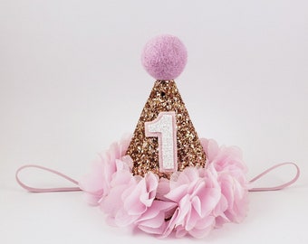 1st birthday hat, first birthday hat, gold and pink birthday, 1st birthday girl, 1st birthday outfit, 1st birthday, first birthday girl