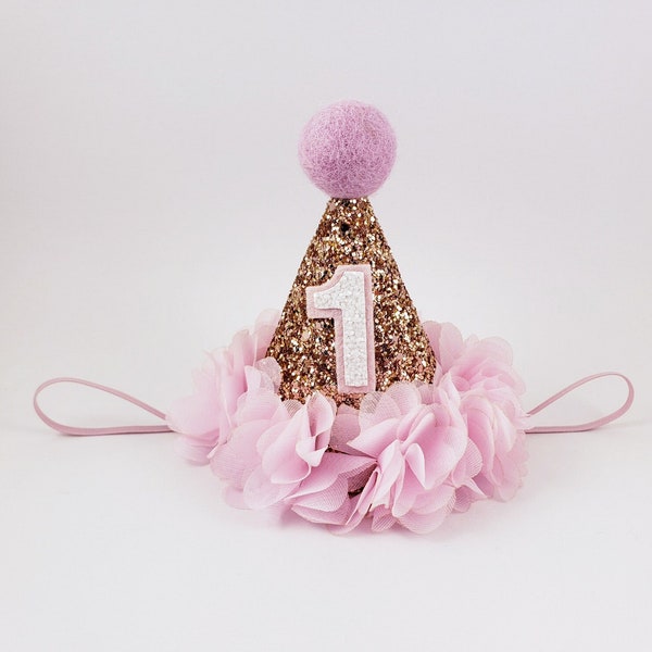 1st birthday hat, first birthday hat, gold and pink birthday, 1st birthday girl, 1st birthday outfit, 1st birthday, first birthday girl