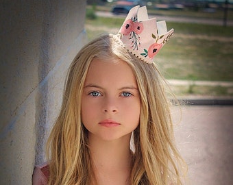 floral birthday crown, first birthday crown, flower birthday crown, peach birthday crown, smash cake crown, floral birthday girl