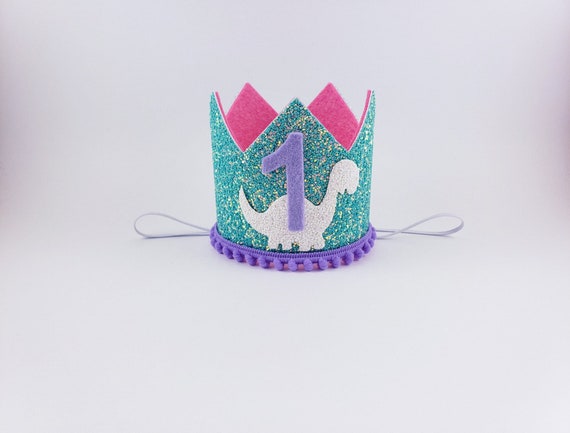 Dinosaur Birthday Crown, Glitter Girl Dino Party Hat