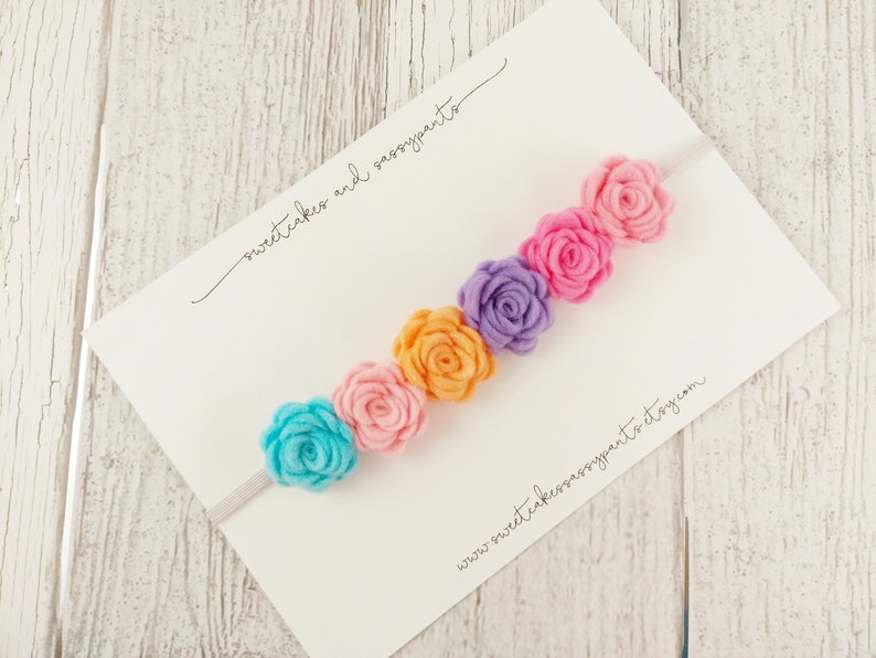 flower headband felt flower headband felt flower headband pastel rainbow felt flower crown felt flower crown rainbow baby headband