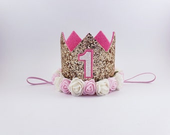 birthday crown, first birthday crown,one crown, one birthday crown, smash cake crown, 1st birthday crown, girl birthday crown, pink and gold