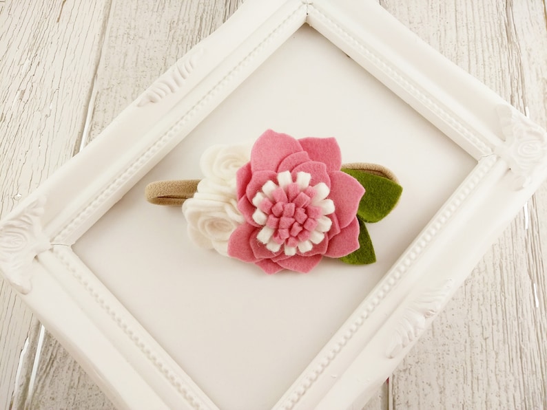 felt flower crown flower headband baby flower crown for babies flower headband pink and white flower headband nylon valentine headband