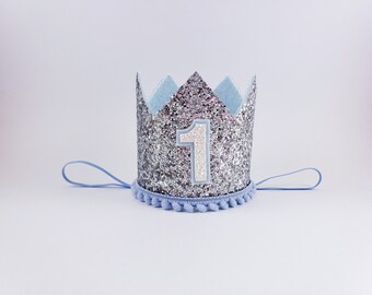 boy party hat, silver and blue, 1st birthday, 1st birthday party hat, birthday party crown, first birthday boy outfit, 1st birthday outfit