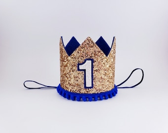 birthday hat, gold royal blue, 1st birthday hat, 1st birthday party hat, birthday party hat, first birthday boy outfit, 1st birthday outfit