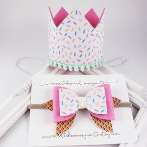 ice cream birthday crown, heres the scoop birthday, sweet one crown, sweet one party, ice cream birthday, ice cream crown, two sweet party image 2