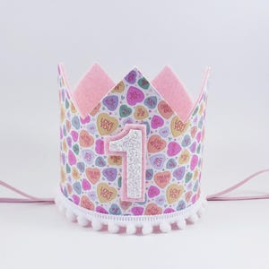 sweet heart birthday, our little sweetheart, conversation hearts birthday, little sweetheart is one, our little sweetheart, candy hearts 1st