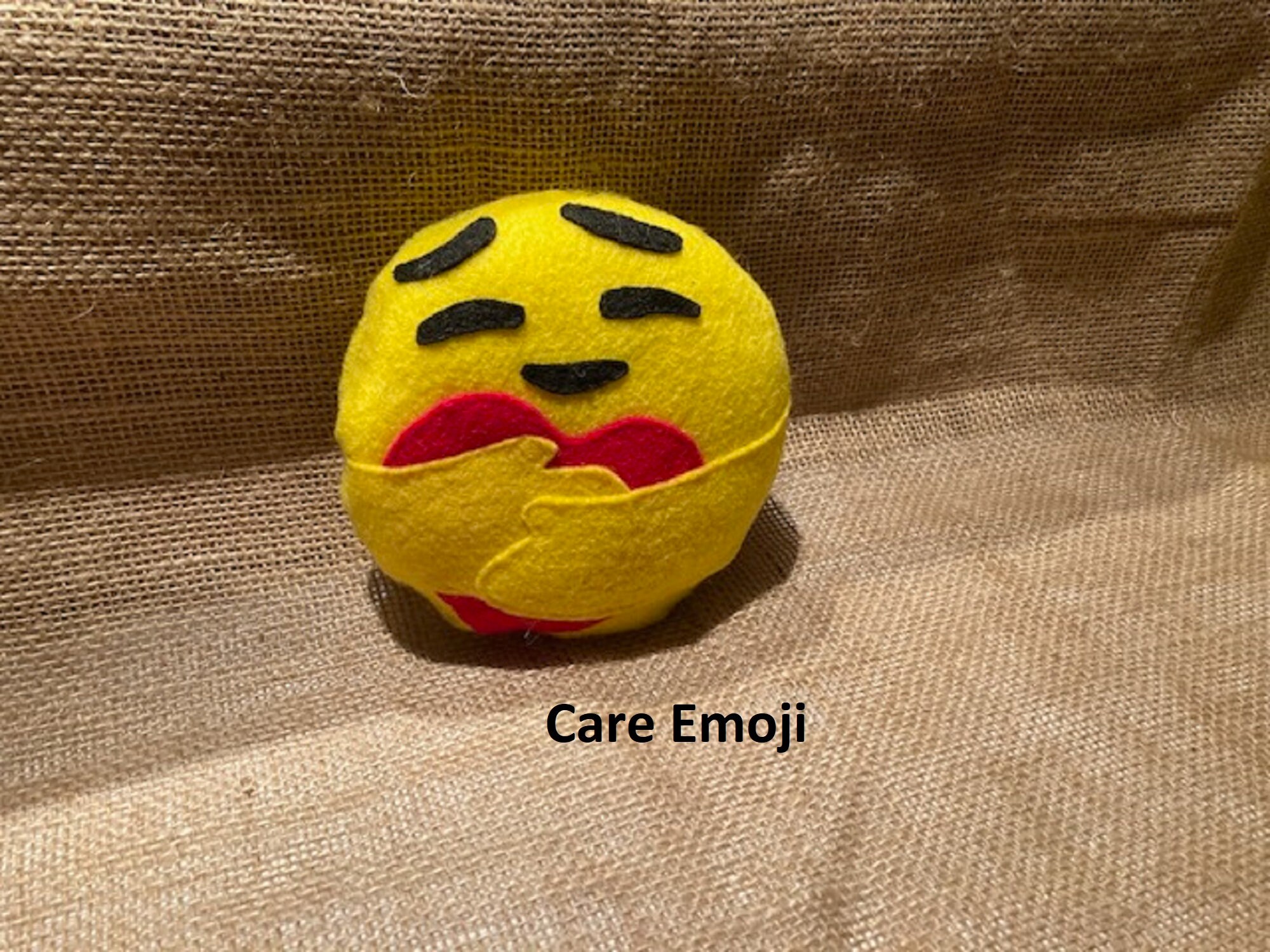 Soft Felt Dog and Cat Emoji and Embroidered Heart With Squeaker, Bell