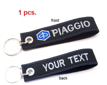Custom Name Text Racing Biker Motorcycle Embroider Tag Keychain Key Holder