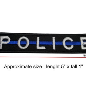 POLICE Thin Blue Line patch Police SWAT morale hook backing or sew on patch size 1&quot;x 5&quot;