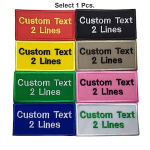 Custom name text 2 Lines patch biker embroidered patch D.I.Y. patch sew on or hook backing patch size 3&quot;x 1.5&quot;, 4&quot;x 1.5&quot;, 5&quot;x 1.5&quot;, 6&quot;x 1.5&quot;