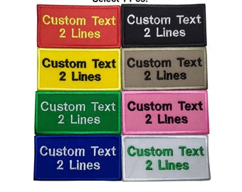 Custom name text 2 Lines patch biker embroidered patch D.I.Y. patch sew on or hook backing patch size 3"x 1.5", 4"x 1.5", 5"x 1.5", 6"x 1.5"