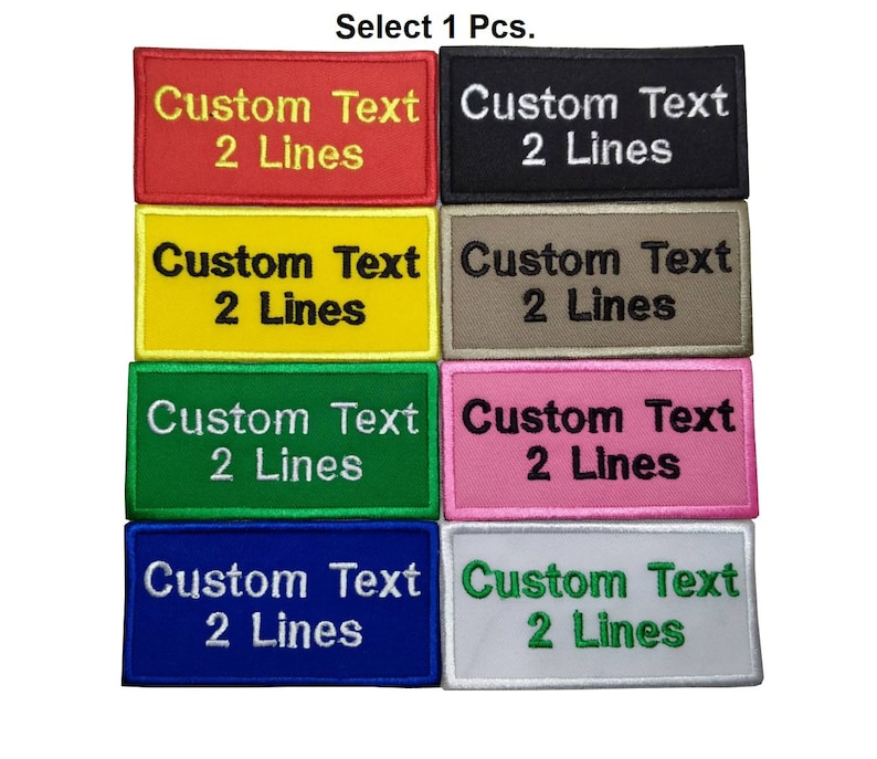 Custom Name Text 2 Lines Patch Biker Embroidered Patch D.I.Y. Patch Sew ...