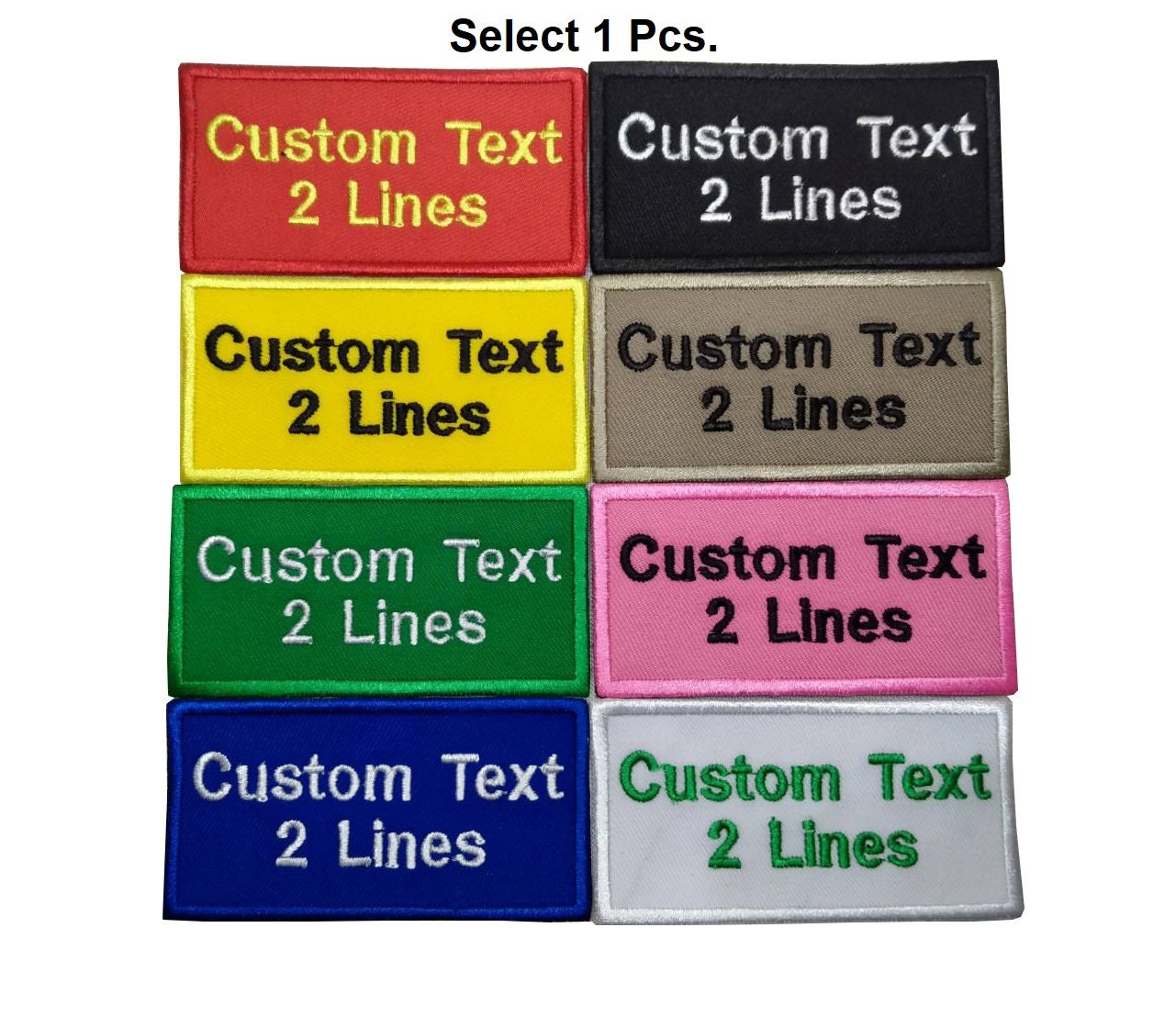Custom Name Text 2 Lines Patch Biker Embroidered Patch D.I.Y. Patch Sew ...