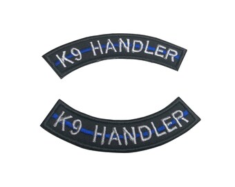 2 Pcs. Curves K9 Handler Patch Police K9 Police Blue Line Patch