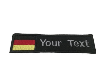 Germany Flag patch Custom name Text Your Text patch Germany flag patch with hook backing attachment or sew on size 4"x 1" , 5"x 1", 6"x 1"