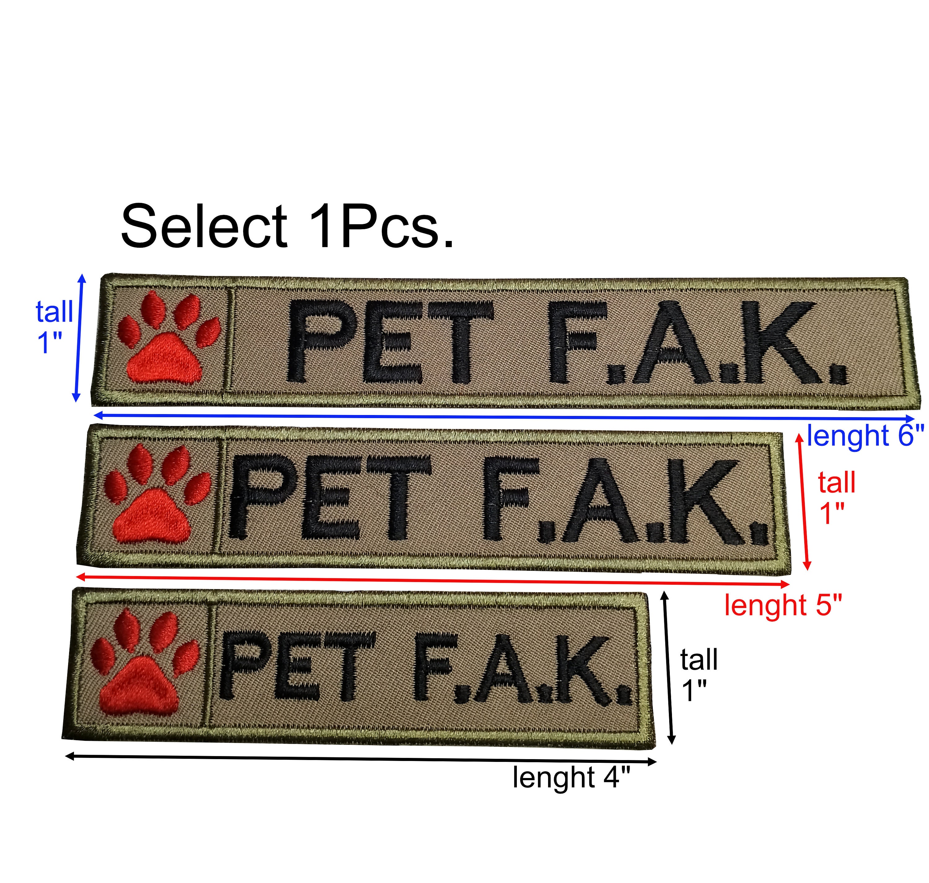 PAW PET F.A.K. Patch Name Tape Name Tag K9 Dog Rescue Dog Pet